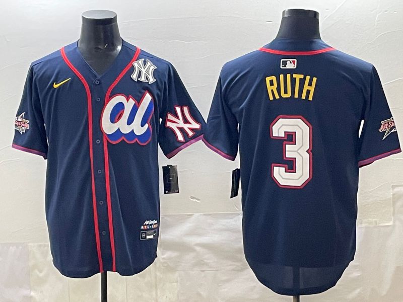 Men 2025 New York Yankees 3 Ruth Drak Blue All star Nike MLB Jersey style 02